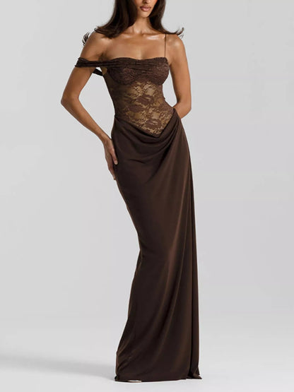 Split Lace Bodice Maxi Dress - Bratty Luxe