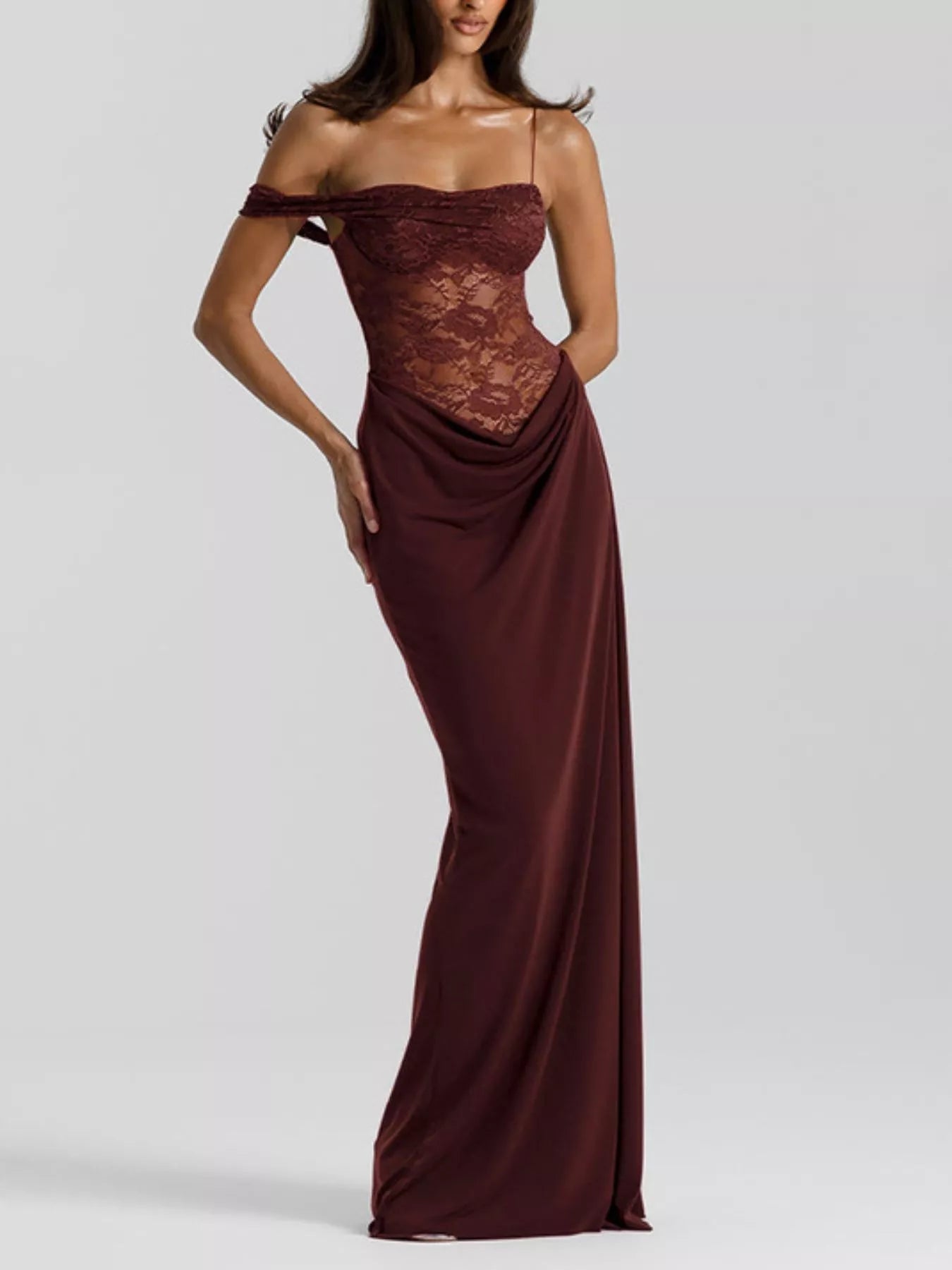 Split Lace Bodice Maxi Dress - Bratty Luxe