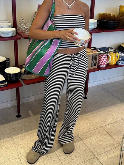 Striped Tube Top and Pants Set - Bratty Luxe