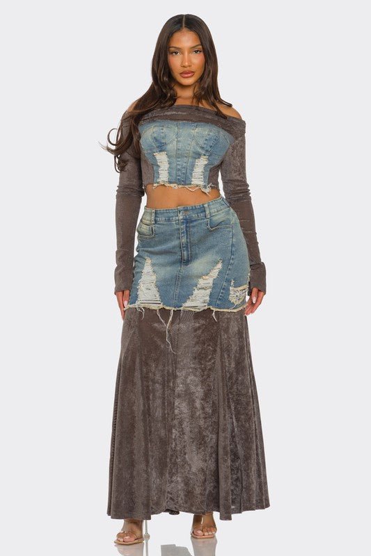 Velvet - Denim Fusion Set - Bratty Luxe