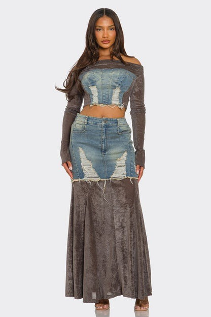 Velvet - Denim Fusion Set - Bratty Luxe