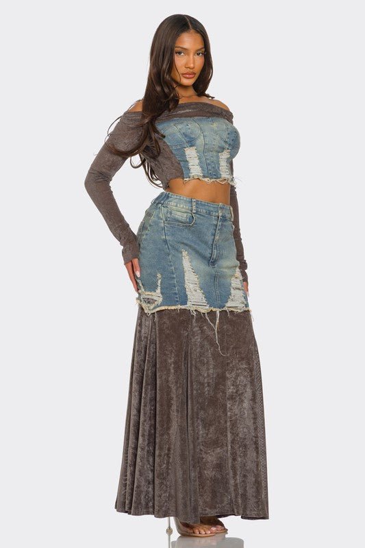 Velvet - Denim Fusion Set - Bratty Luxe