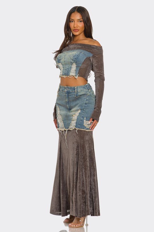 Velvet - Denim Fusion Set - Bratty Luxe