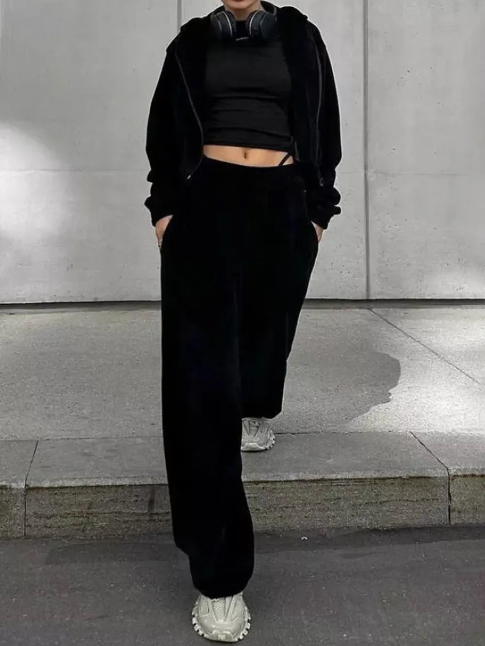 Zip Up Hoodie and Pocketed Pants Set - Bratty Luxe