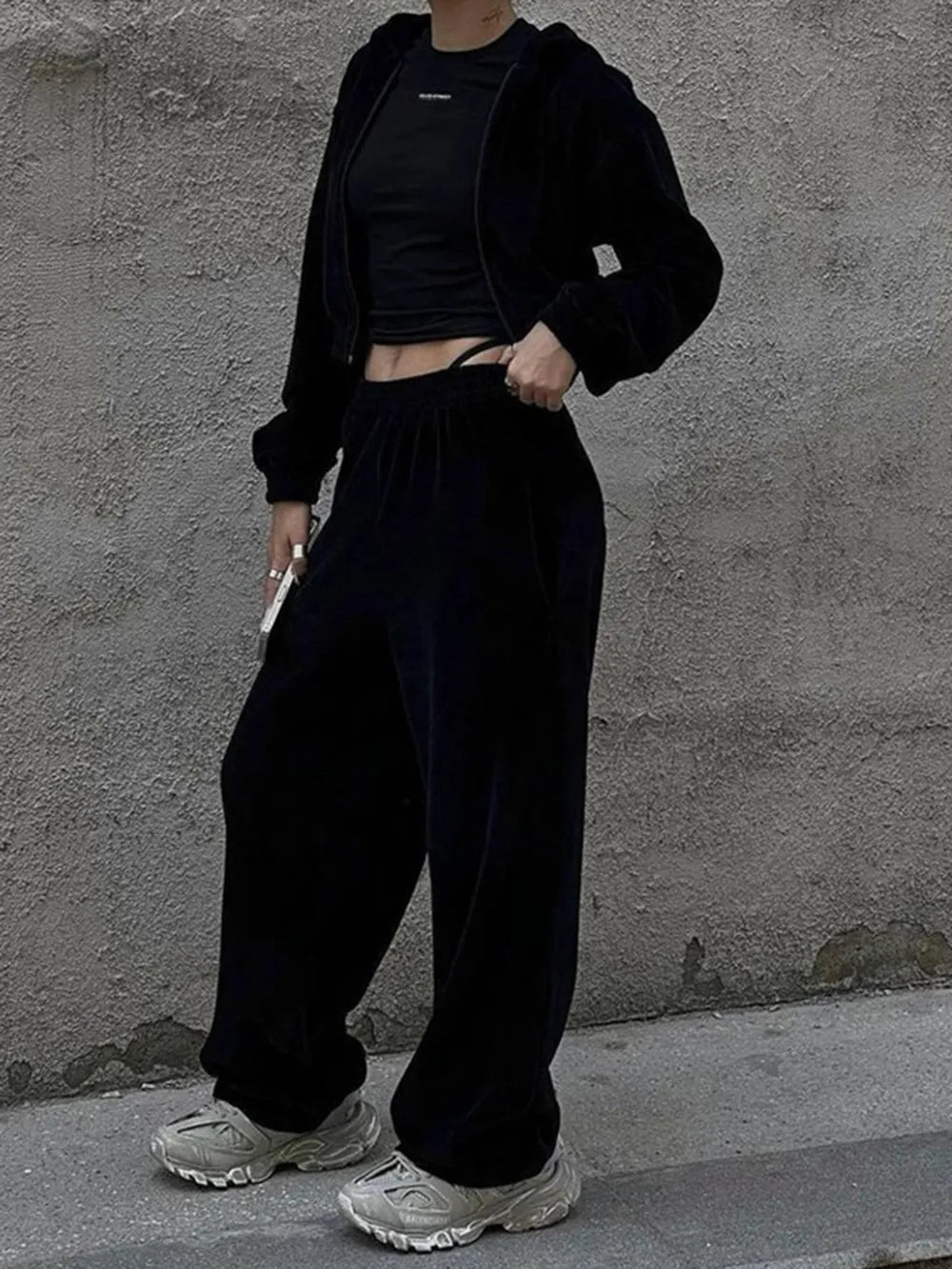 Zip Up Hoodie and Pocketed Pants Set - Bratty Luxe