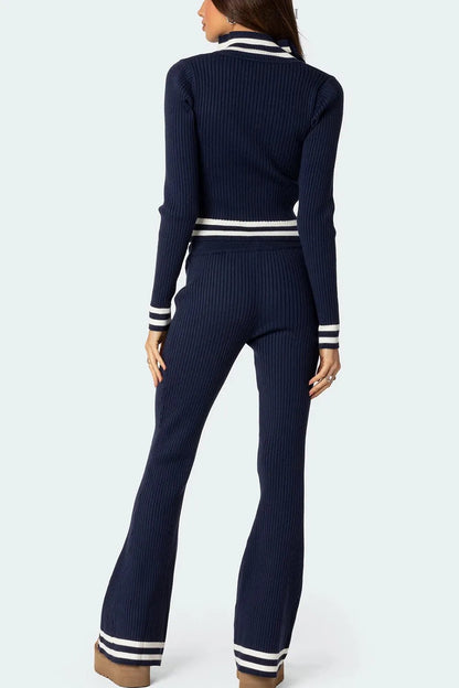 Zip Up Long Sleeve Top and Pants Set - Bratty Luxe