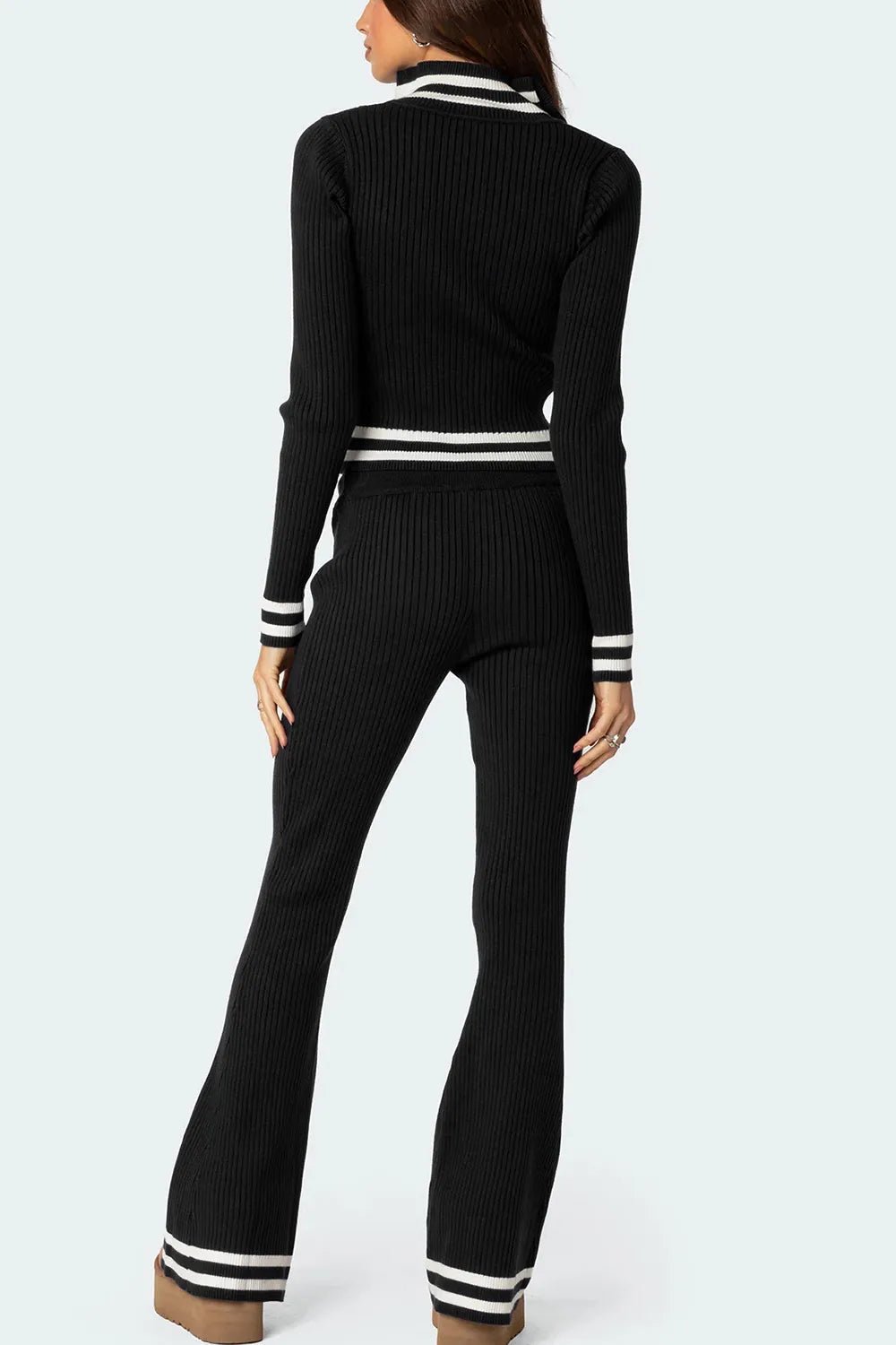 Zip Up Long Sleeve Top and Pants Set - Bratty Luxe
