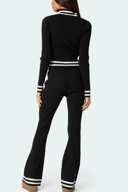 Zip Up Long Sleeve Top and Pants Set - Bratty Luxe