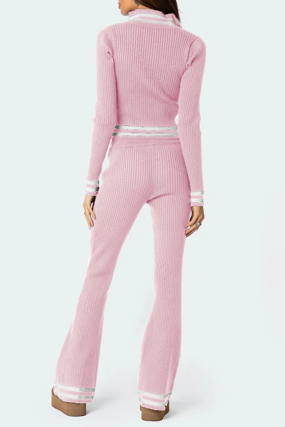 Zip Up Long Sleeve Top and Pants Set - Bratty Luxe